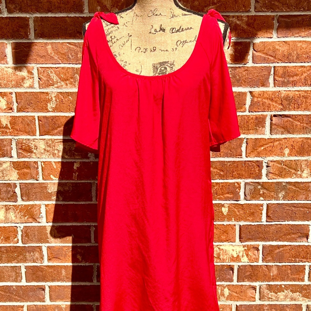 Glam Red Shoulder Tie Mini Dress